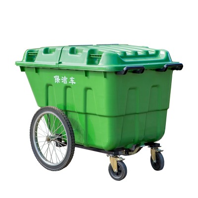 High quality 400 liter plastic garbage can trash container with four wheels